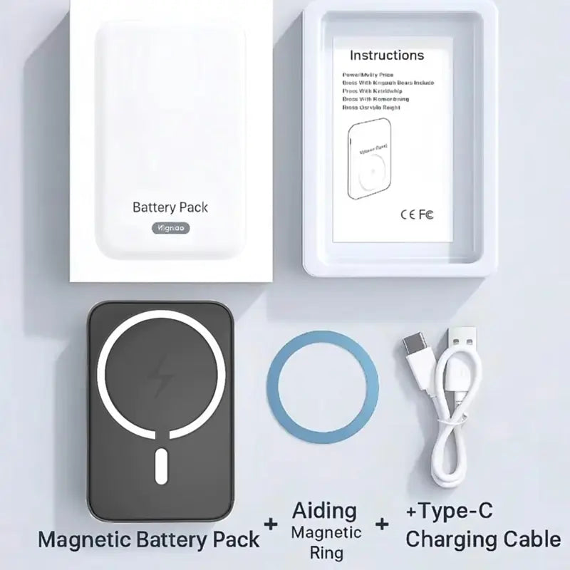 3In1 10000Mah Magnetic Power Bank , 15W Wireless Charging, Suitable for Iphone 12-17 Pro Max Series, 5000 Powerbank Chargeable Smartphone Travel Battery Pack，Black，White，Pink
