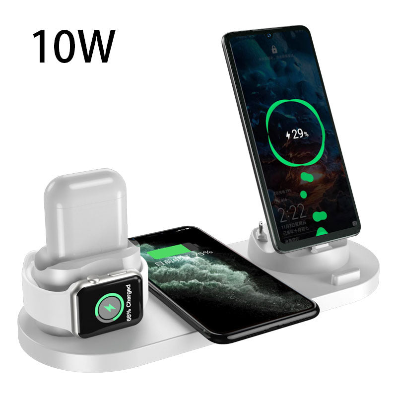 6-in-1 Wireless Fast Charging Dock Station for iPhone & Smart Devices – 10W/15W USB Charging Pad