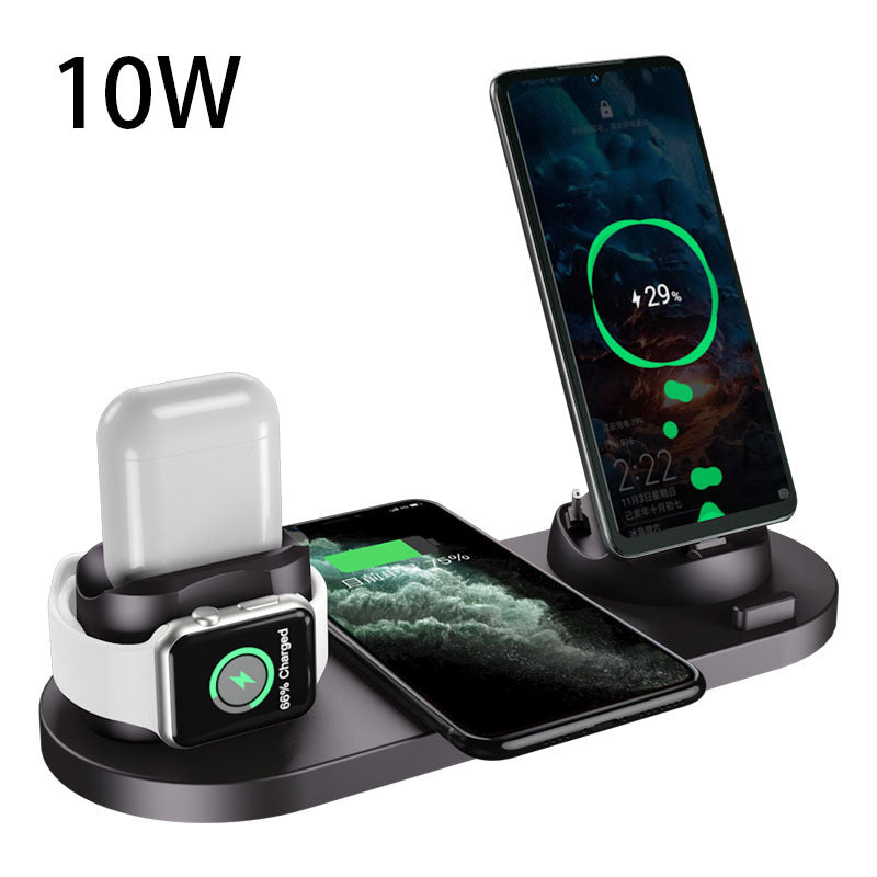 6-in-1 Wireless Fast Charging Dock Station for iPhone & Smart Devices – 10W/15W USB Charging Pad
