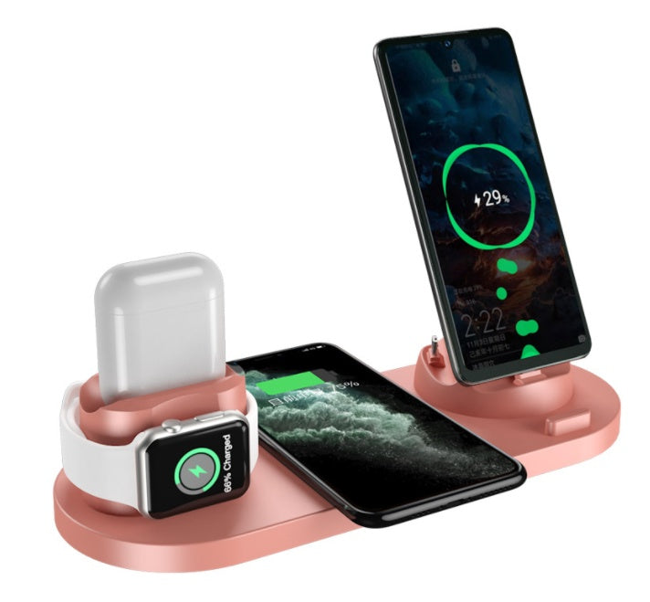 6-in-1 Wireless Fast Charging Dock Station for iPhone & Smart Devices – 10W/15W USB Charging Pad