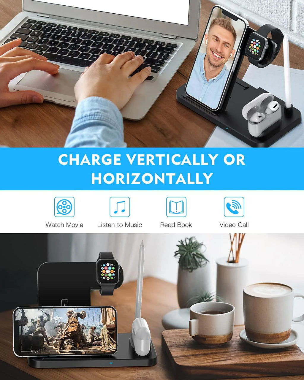 4-in-1 Fast Charging Station – Wireless Power Dock