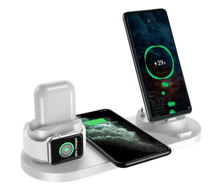 6-in-1 Wireless Fast Charging Dock Station for iPhone & Smart Devices – 10W/15W USB Charging Pad