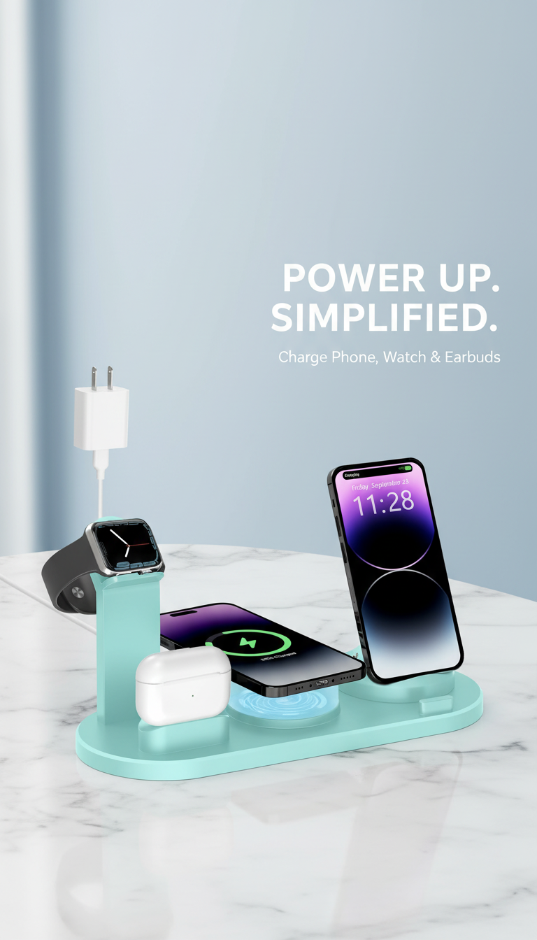 4-in-1 Fast Charging Station – Wireless Power Dock