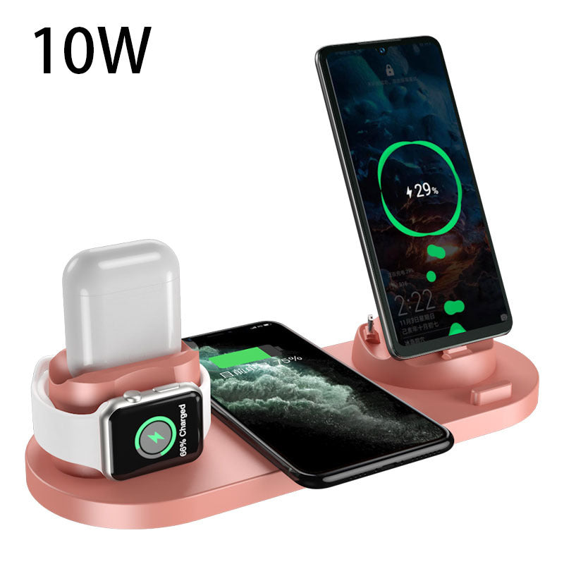 6-in-1 Wireless Fast Charging Dock Station for iPhone & Smart Devices – 10W/15W USB Charging Pad