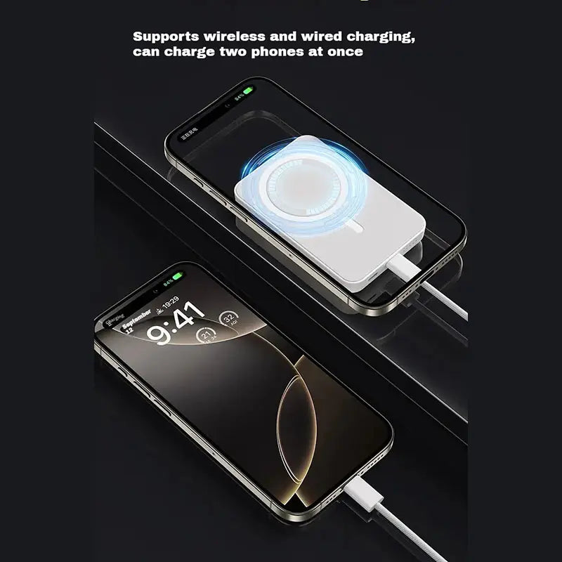 3In1 10000Mah Magnetic Power Bank , 15W Wireless Charging, Suitable for Iphone 12-17 Pro Max Series, 5000 Powerbank Chargeable Smartphone Travel Battery Pack，Black，White，Pink