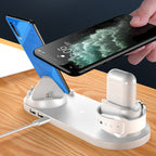 6-in-1 Wireless Fast Charging Dock Station for iPhone & Smart Devices – 10W/15W USB Charging Pad